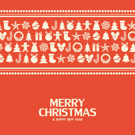 Flat christmas icons seamless pattern element vector backgroundのイラスト素材
