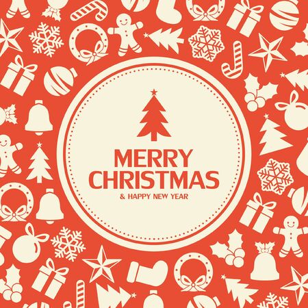 Flat christmas icons seamless pattern element vector backgroundのイラスト素材