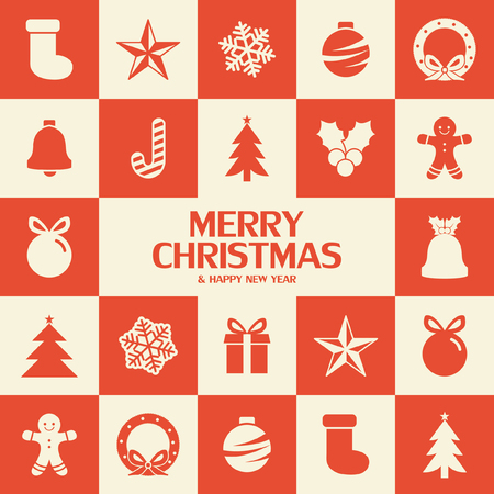 Flat christmas icons seamless pattern element vector backgroundのイラスト素材