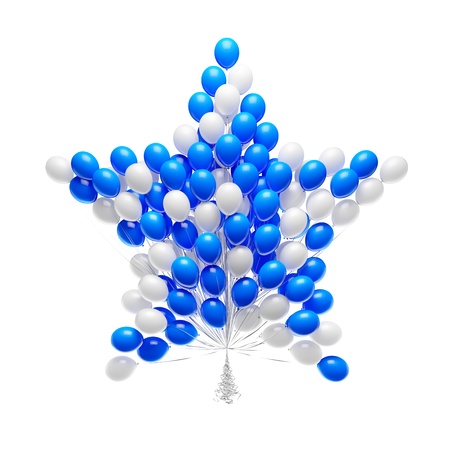 Big bunch of party balloons  Star shaped  Isolated on white background  の写真素材