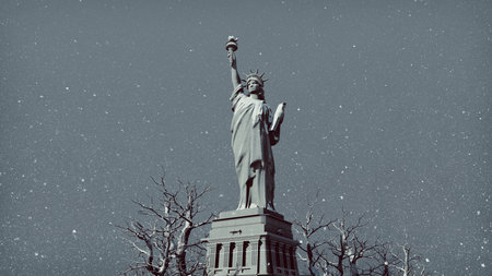 Statue of Liberty in New York City, USA.  Filtered image processed vintage effect.の写真素材