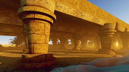 Ruins of the ancient city of Luxor. 3D renderingの写真素材