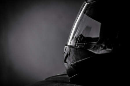 Racing Helmet on gray backgroundの写真素材