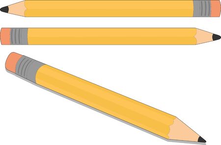 vector illustration of a pencil in different perspectivesのイラスト素材