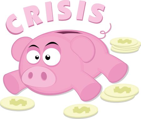 Vector illustration of a piggy bank in crisisのイラスト素材