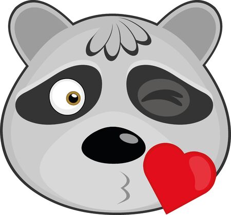 Vector illustration of the face of a cartoon raccoon giving a kissのイラスト素材