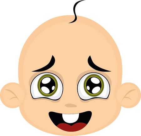 Vector illustration of the face of a cute baby cartoonのイラスト素材