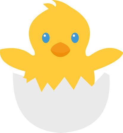 Vector illustration of a newborn cartoon chickのイラスト素材