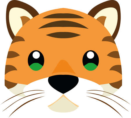 Vector illustration the face of a cute tiger cartoonのイラスト素材