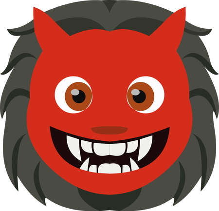 Vector illustration of a devil's face emoticonのイラスト素材