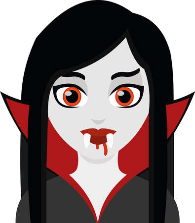 Vector emoticon illustration of a cartoon vampire womanのイラスト素材