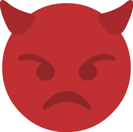 Vector illustration of an emoticon of the face of a funny little devil