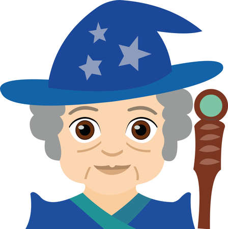 Vector illustration of a sorceress emoticonのイラスト素材