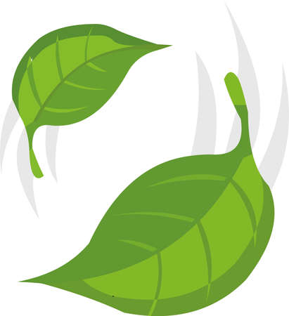 Vector illustration of green leaves emoticonのイラスト素材