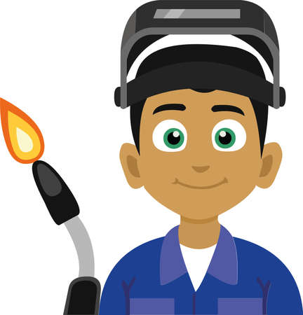 Vector illustration of emoticon of a man with profession of welderのイラスト素材
