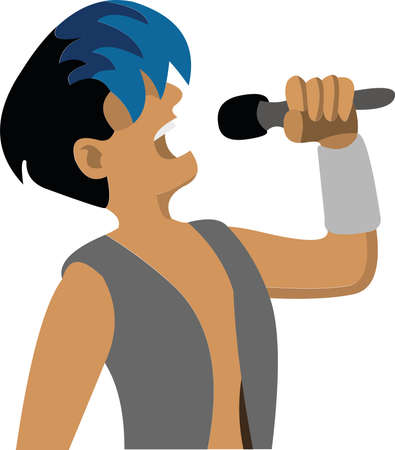 Vector emoticon illustration of a rock and roll singer manのイラスト素材