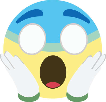 Vector illustration of emoticon with scared or surprised faceのイラスト素材