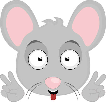 Vector emoticon illustration of a mouse making a gesture of love and peaceのイラスト素材