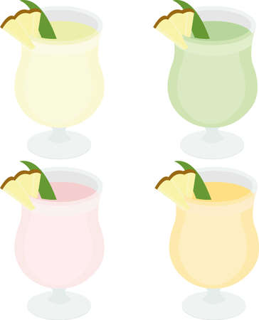 Vector illustration of different tropical drinksのイラスト素材