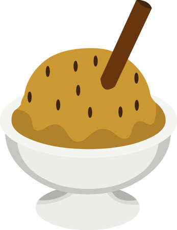 Vector illustration of bowl of chocolate ice cream scoopのイラスト素材