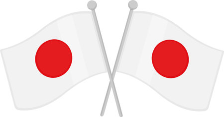 Vector illustration of crossed flags of Japan emoticonのイラスト素材