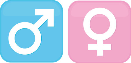 Vector illustration of female and male symbols emoticonsのイラスト素材