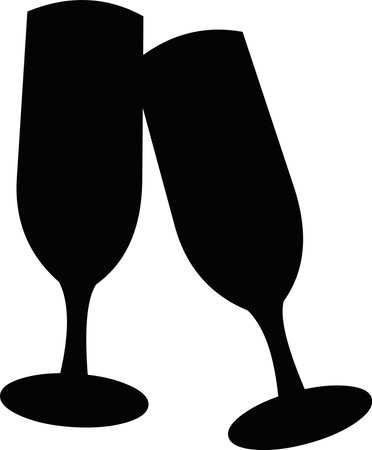 Vector illustration of silhouette of two crystal glasses toastingのイラスト素材