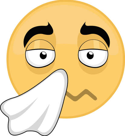 Vector illustration of emoticon with a handkerchief, cold conceptのイラスト素材