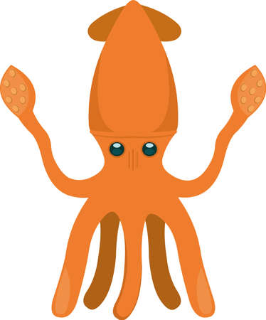 Vector emoticon illustration of a cartoon squidのイラスト素材