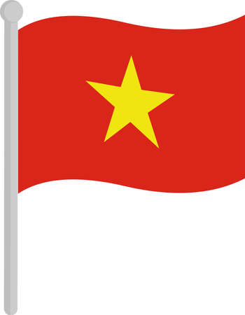 Vector illustration of the flag of Vietnam on a poleのイラスト素材