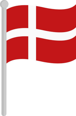 Vector illustration of the flag of denmark on a poleのイラスト素材