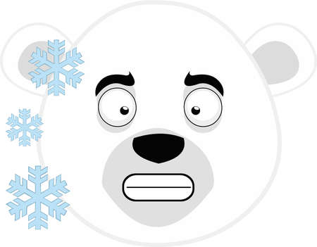 Vector emoticon illustration of the face of a frozen polar bearのイラスト素材