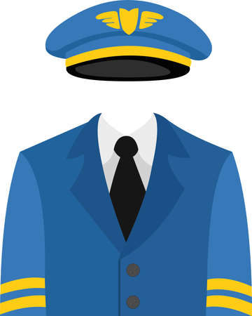 Vector illustration of uniform and hat of an airplane pilotのイラスト素材