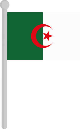 Vector Illustration of the Flag of Algeria on a Flagpoleのイラスト素材