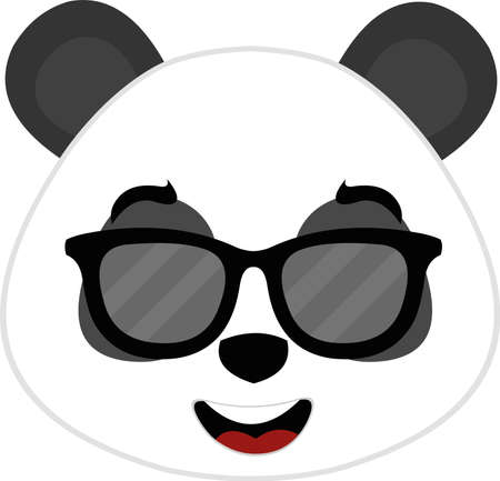 Vector illustration of emoticon of the face of a cartoon panda bear with sunglassesのイラスト素材