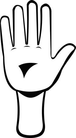 Vector illustration of the palm of a hand drawn in black and whiteのイラスト素材