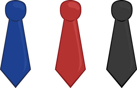 Vector illustration of plain ties in red, blue and black colorsのイラスト素材
