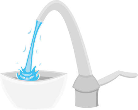 Vector illustration of a faucet with running waterのイラスト素材