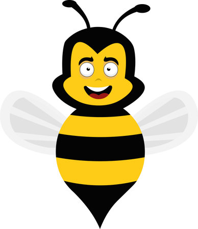 Vector illustration of a cartoon bee with a happy expressionのイラスト素材