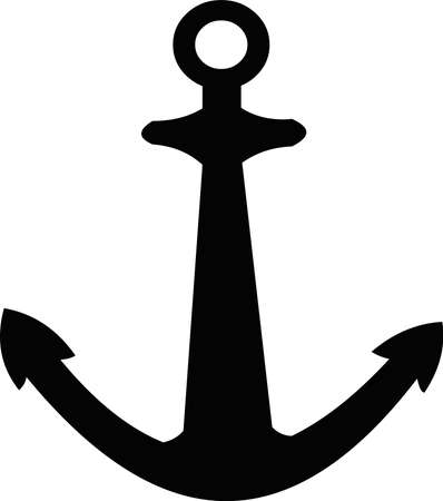 Vector illustration of the icon black color silhouette of an anchorのイラスト素材