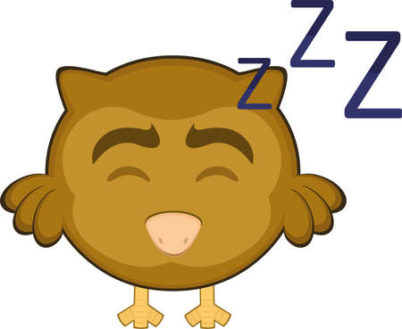 Vector illustration of a sleeping cartoon owlのイラスト素材
