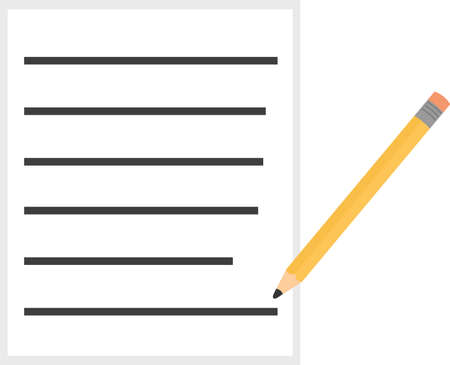 vector illustration of a pencil writing on a sheet of paperのイラスト素材
