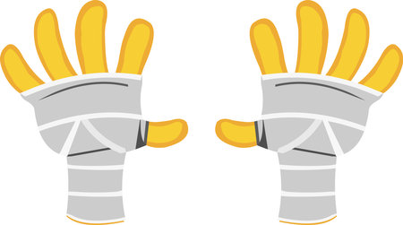 Vector illustration of bandaged yellow cartoon handsのイラスト素材