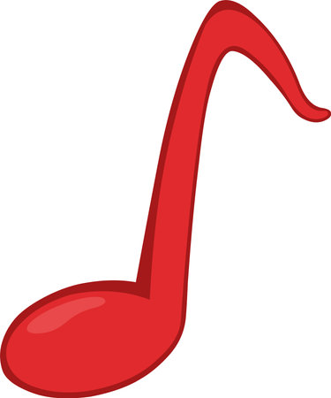 Vector illustration of eighth musical note red colorのイラスト素材