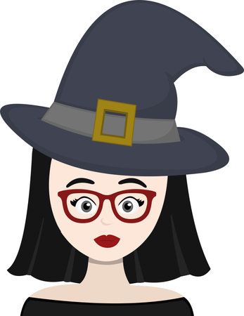 vector illustration of a cartoon witch with red glassesのイラスト素材