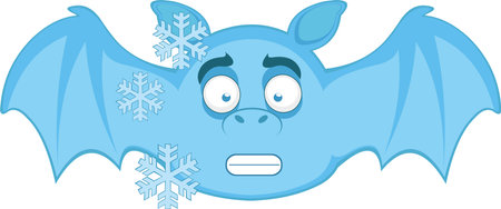vector illustration of a frozen cartoon bat vampire with frostsのイラスト素材