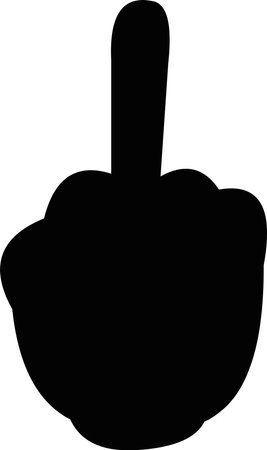 vector illustration black silhouette icon of a hand making a fuck you gestureのイラスト素材