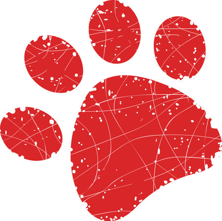 vector illustration red worn texture pawprint animalのイラスト素材