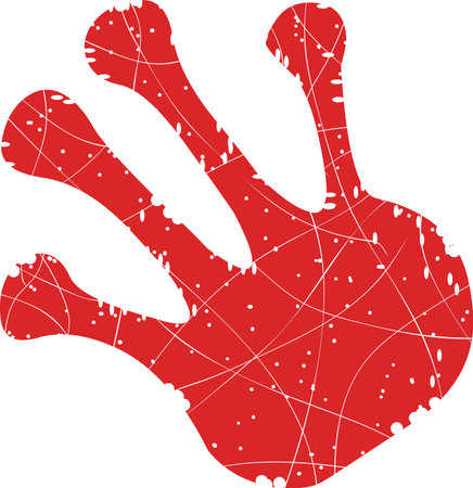 vector illustration red worn texture pawprint frog animalのイラスト素材