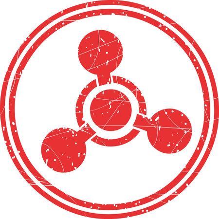 vector illustration red worn texture rubber stamp chemical weapon symbol conceptのイラスト素材